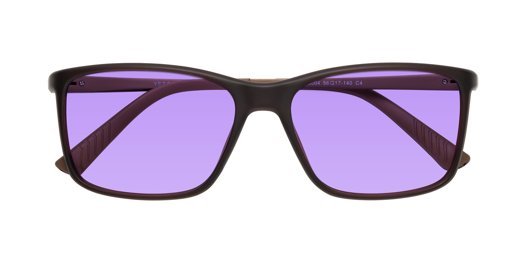Folded Front of 9004 in Coffee with Medium Purple Tinted Lenses