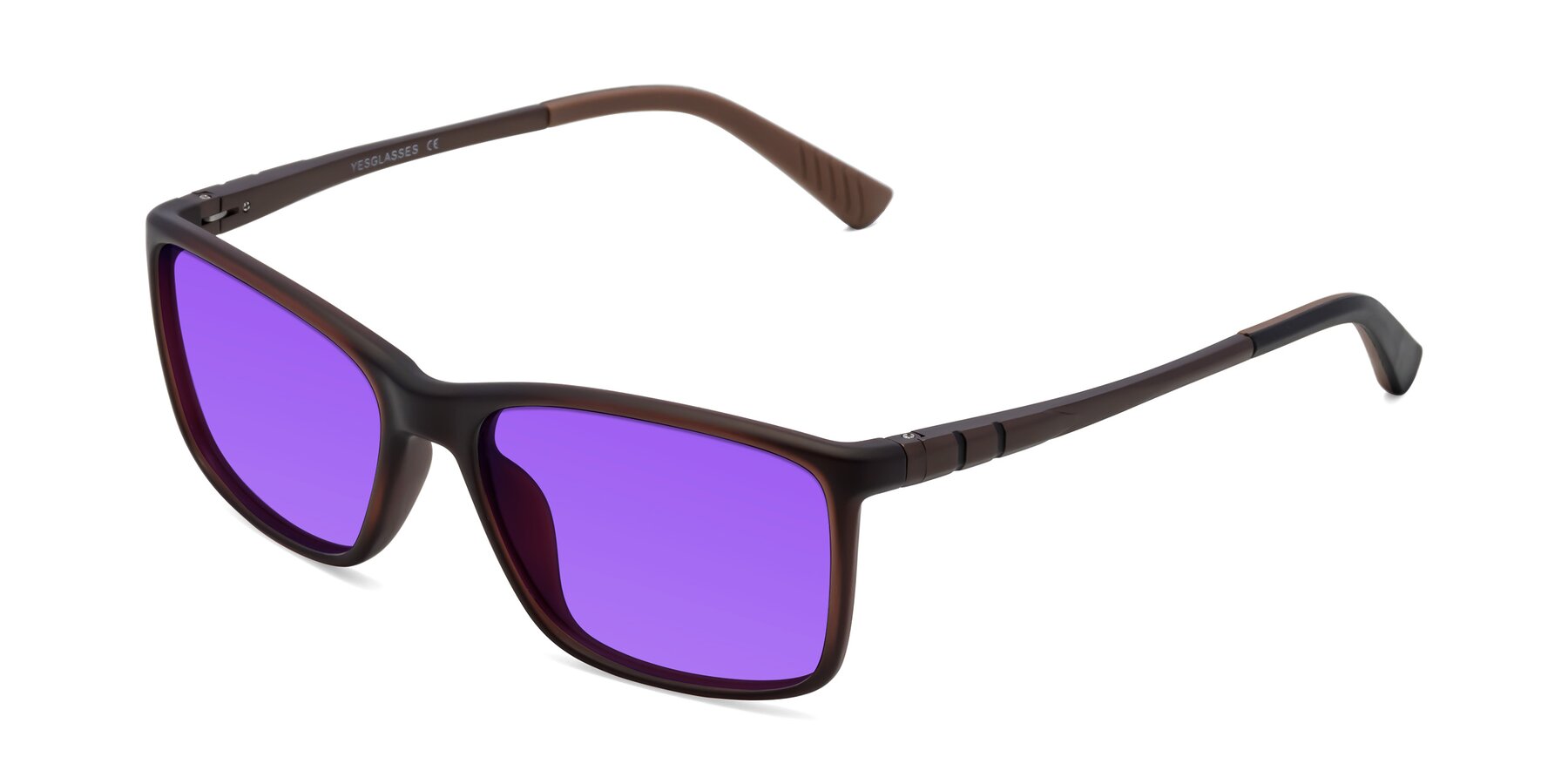 Angle of 9004 in Coffee with Purple Tinted Lenses