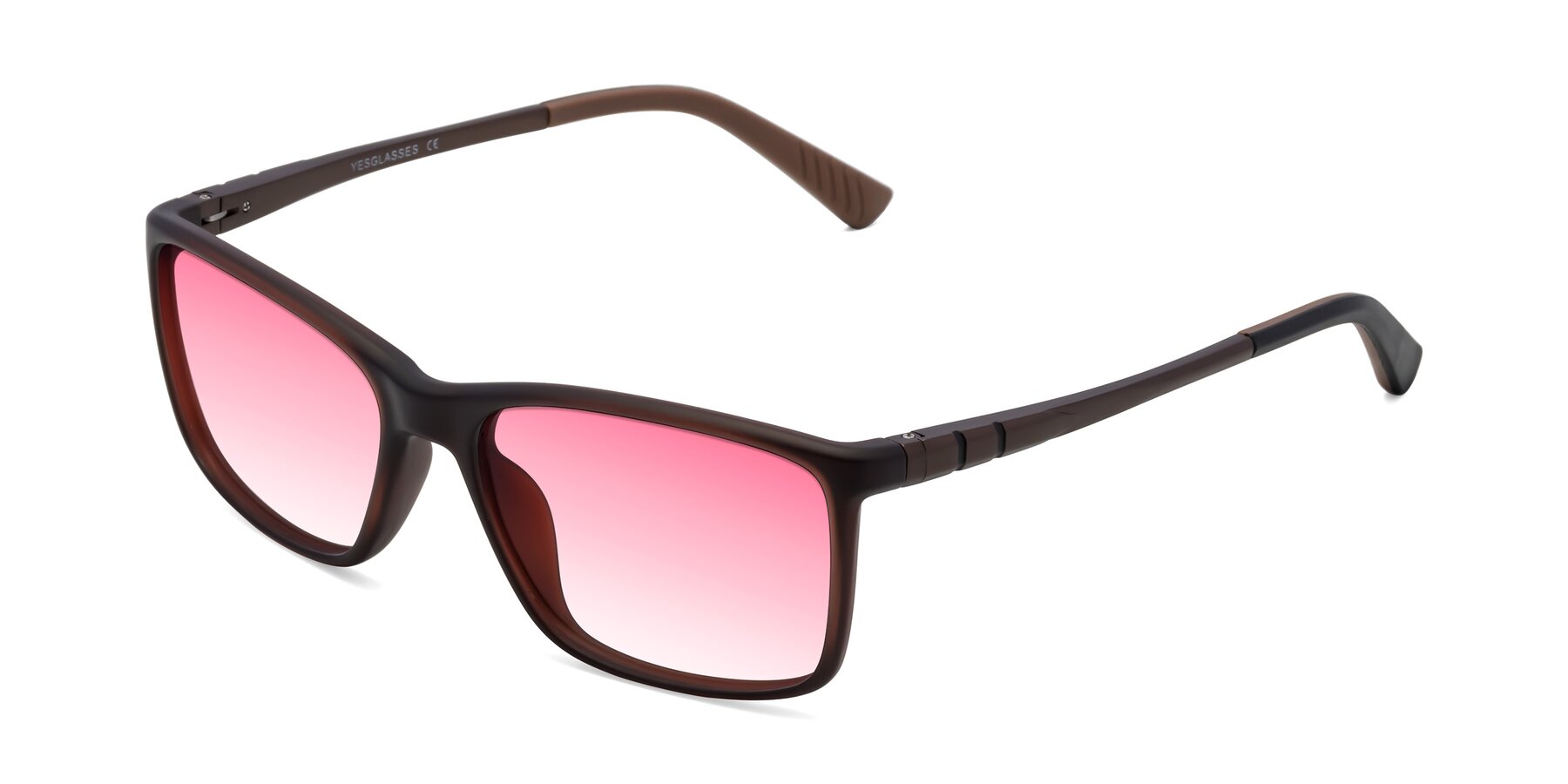 Angle of 9004 in Coffee with Pink Gradient Lenses