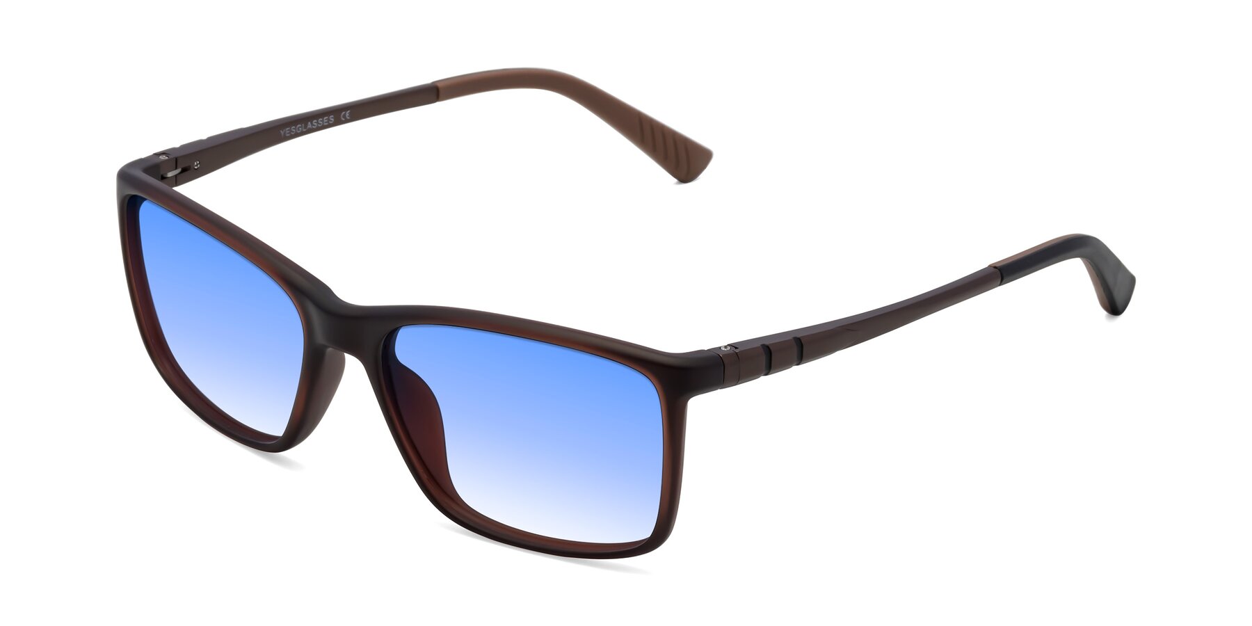 Angle of 9004 in Coffee with Blue Gradient Lenses