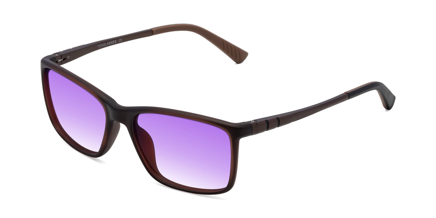 Angle of 9004 in Coffee with Purple Gradient Lenses