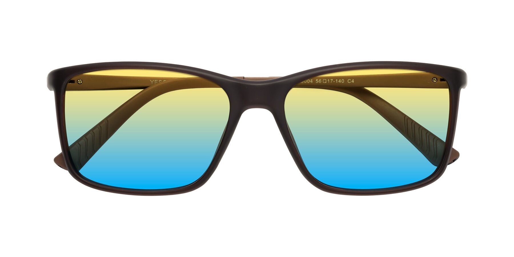 Folded Front of 9004 in Coffee with Yellow / Blue Gradient Lenses