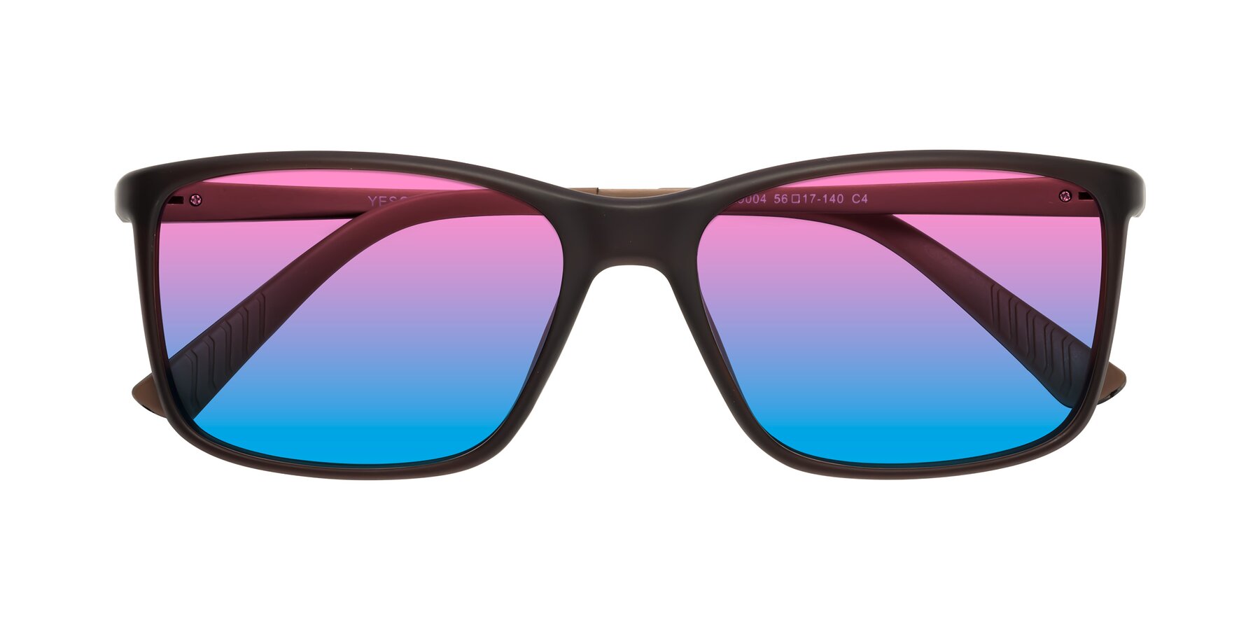 Folded Front of 9004 in Coffee with Pink / Blue Gradient Lenses