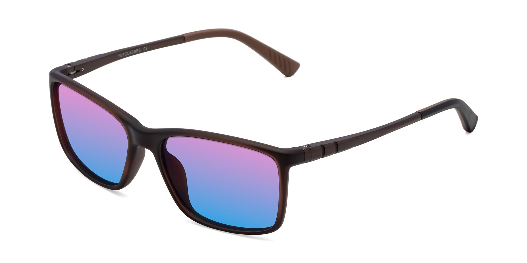 Angle of 9004 in Coffee with Pink / Blue Gradient Lenses