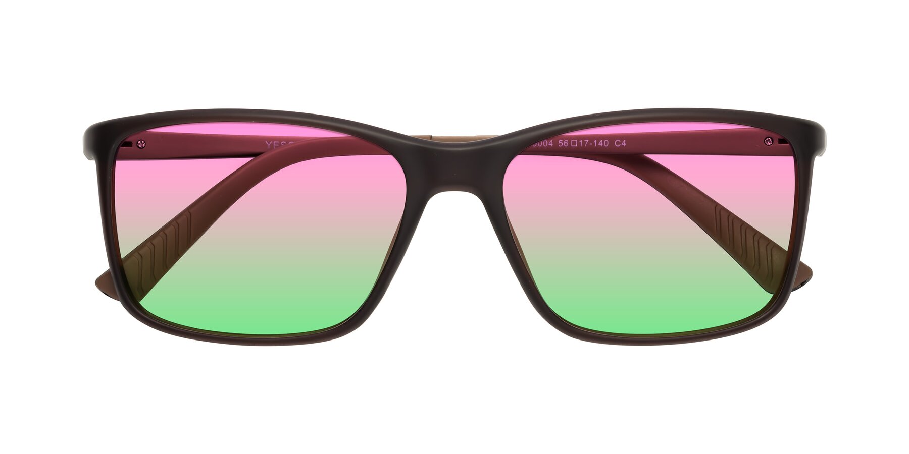 Folded Front of 9004 in Coffee with Pink / Green Gradient Lenses