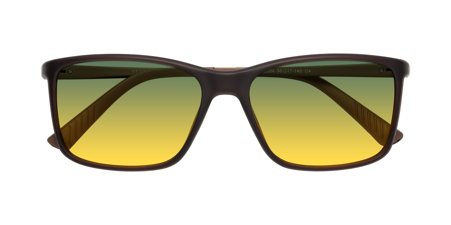 Folded Front of 9004 in Coffee with Green / Yellow Gradient Lenses