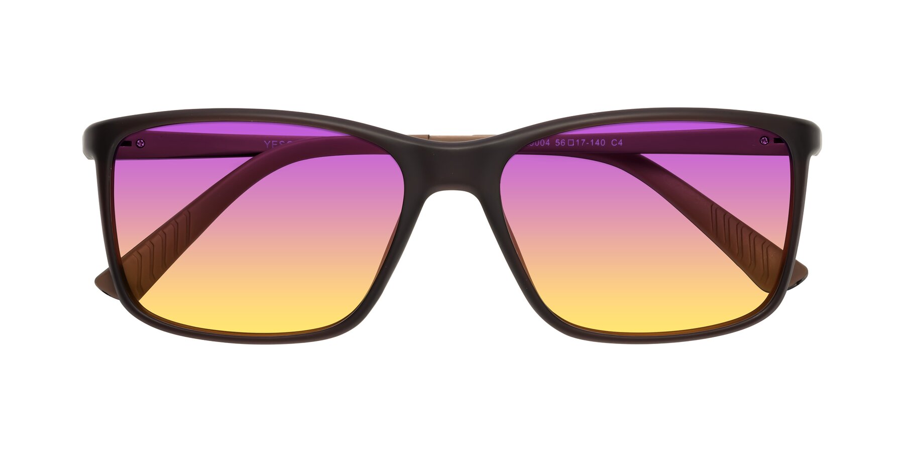 Folded Front of 9004 in Coffee with Purple / Yellow Gradient Lenses