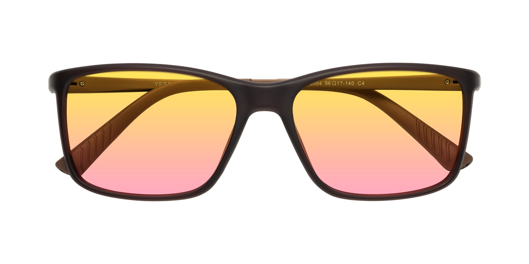 Folded Front of 9004 in Coffee with Yellow / Pink Gradient Lenses