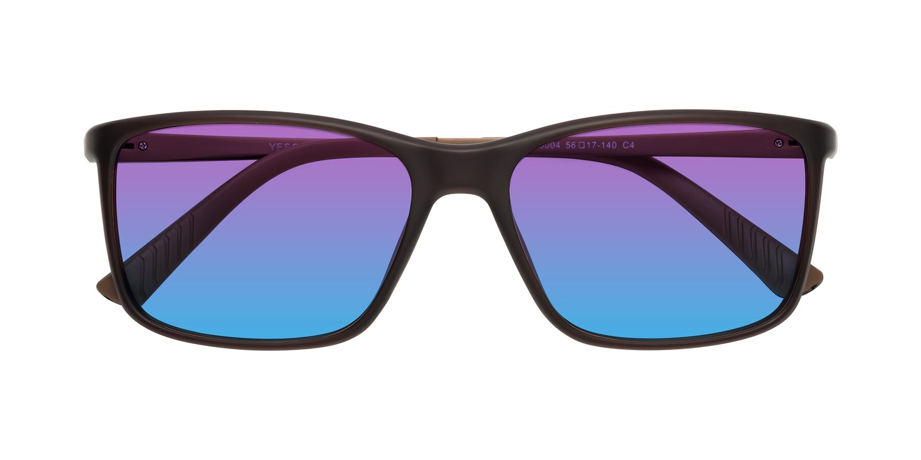 Folded Front of 9004 in Coffee with Purple / Blue Gradient Lenses