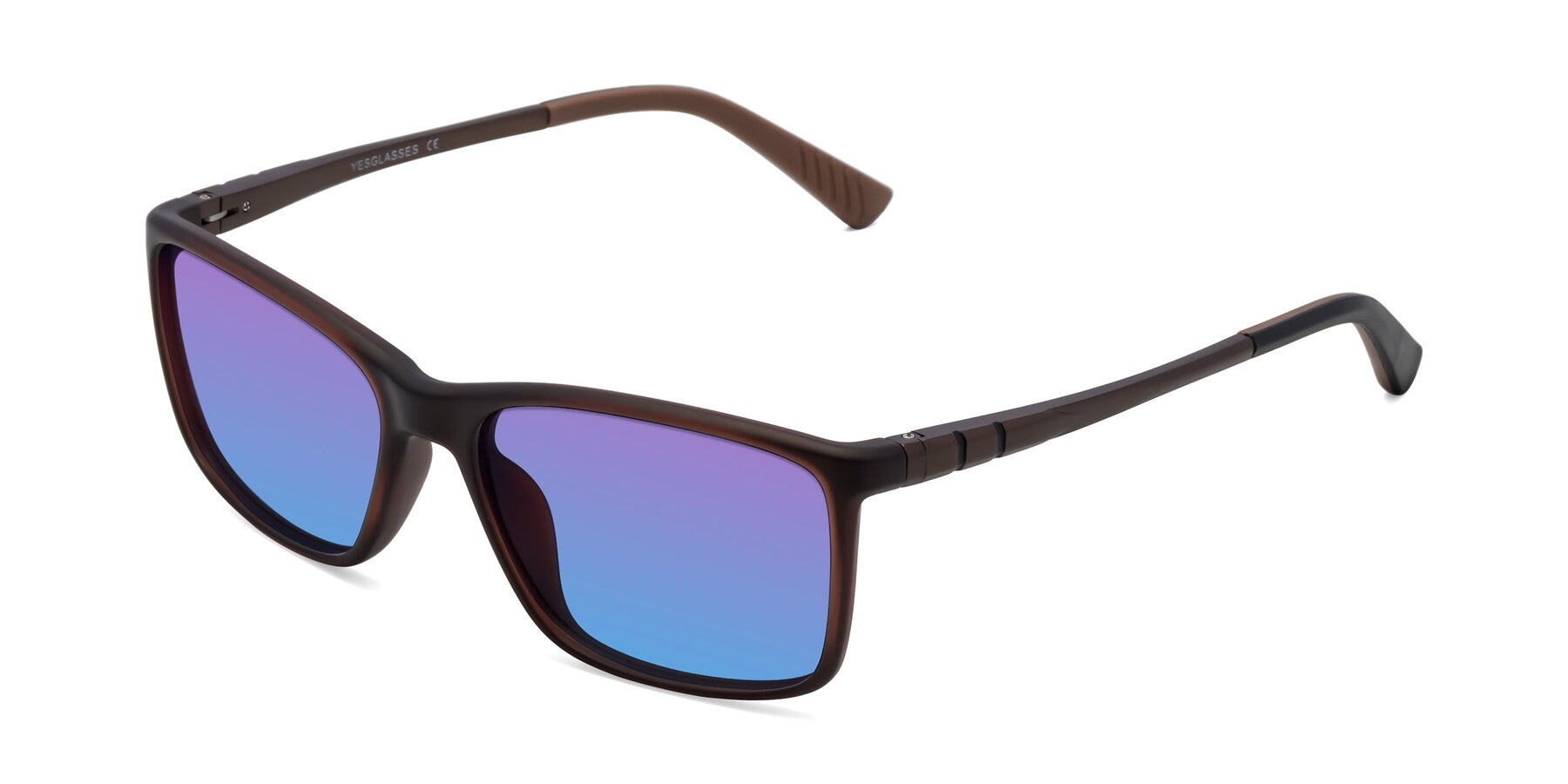 Angle of 9004 in Coffee with Purple / Blue Gradient Lenses