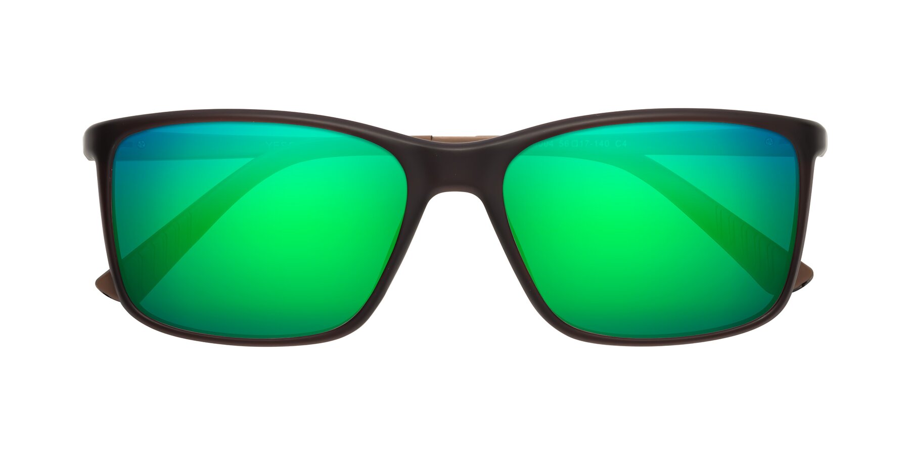 Folded Front of 9004 in Coffee with Green Mirrored Lenses