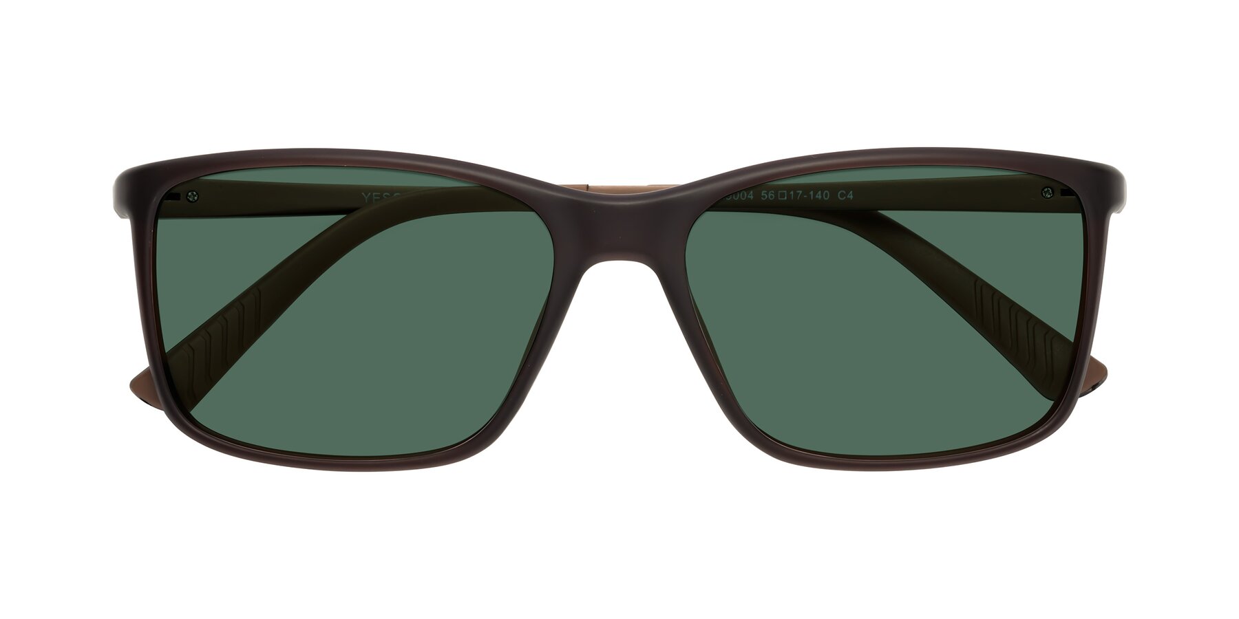 Folded Front of 9004 in Coffee with Green Polarized Lenses