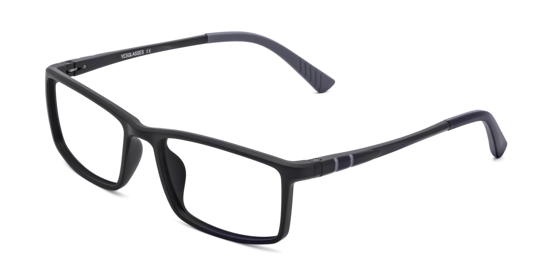 Angle of 9001 in Matte Black with Clear Reading Eyeglass Lenses
