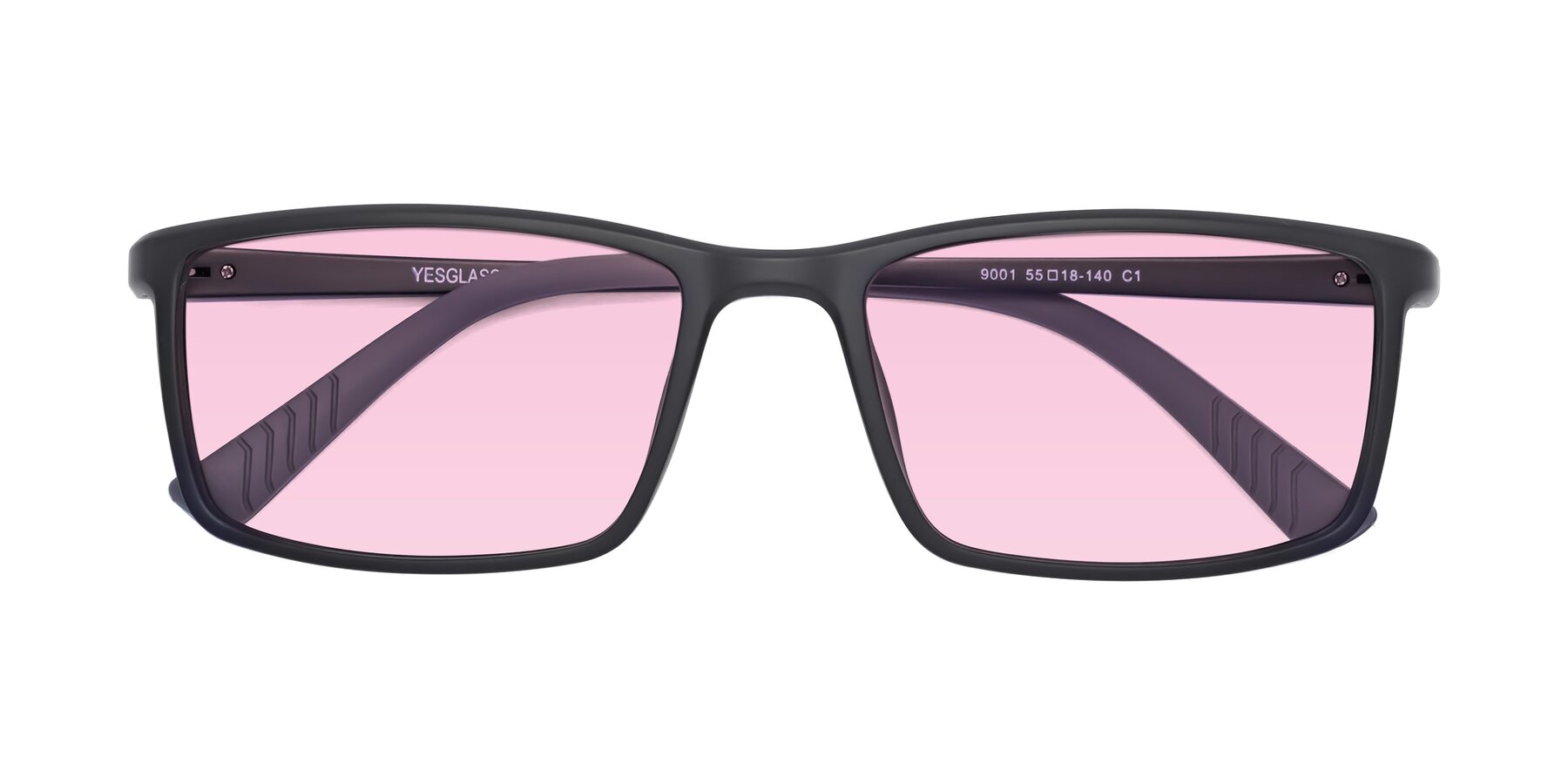 Folded Front of 9001 in Matte Black with Light Pink Tinted Lenses