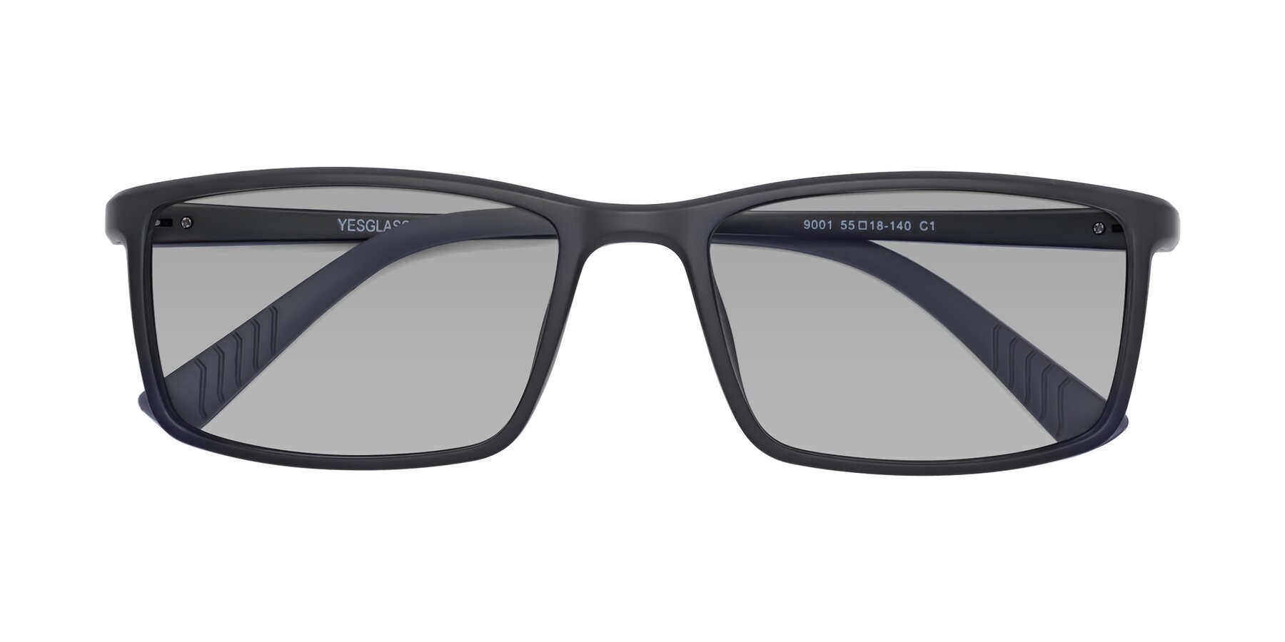 Folded Front of 9001 in Matte Black with Light Gray Tinted Lenses