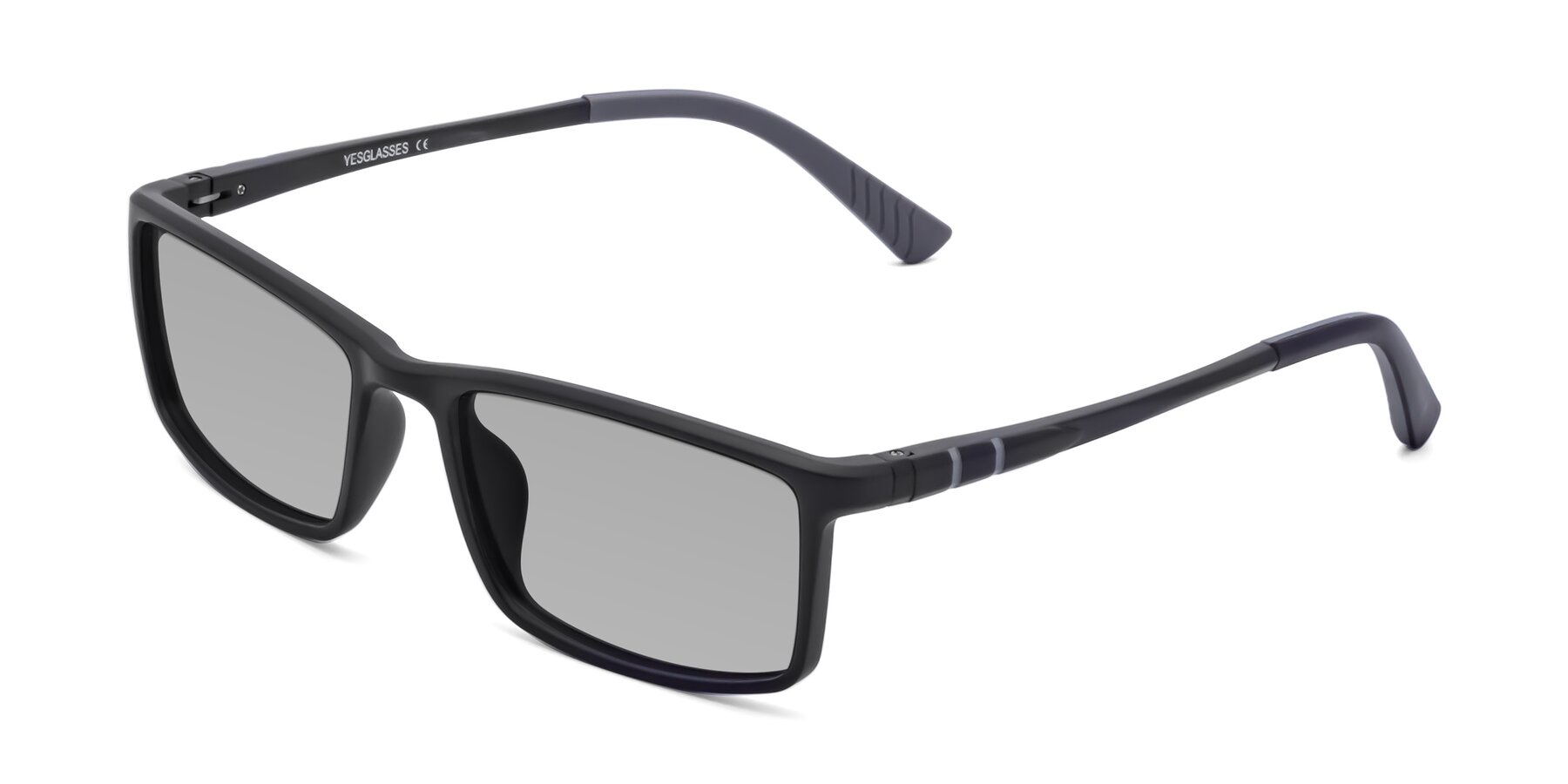 Angle of 9001 in Matte Black with Light Gray Tinted Lenses