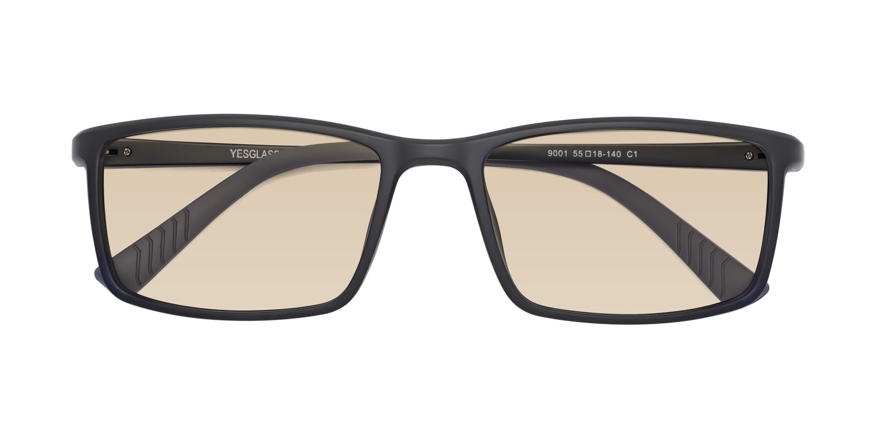 Folded Front of 9001 in Matte Black with Light Brown Tinted Lenses