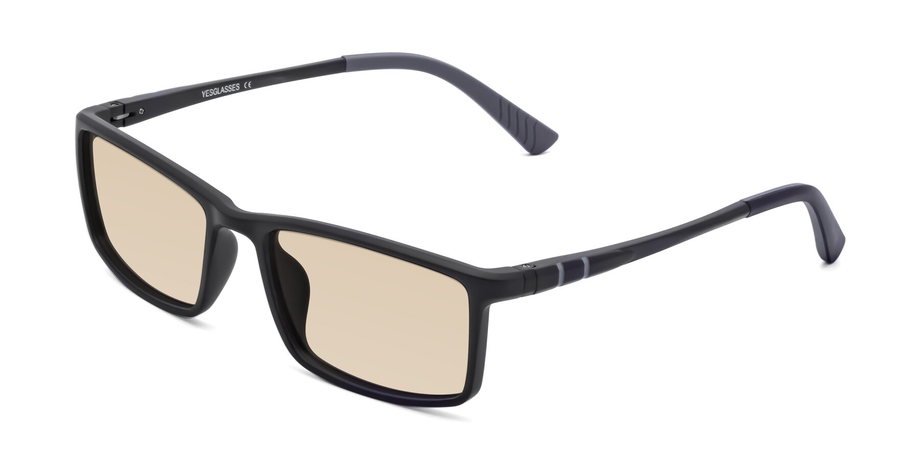 Angle of 9001 in Matte Black with Light Brown Tinted Lenses