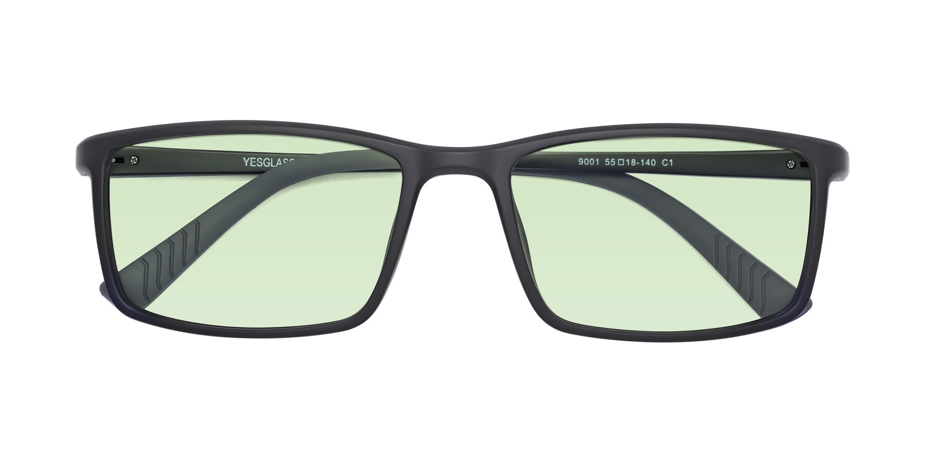 Folded Front of 9001 in Matte Black with Light Green Tinted Lenses