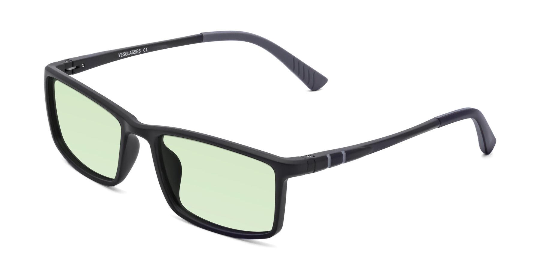 Angle of 9001 in Matte Black with Light Green Tinted Lenses
