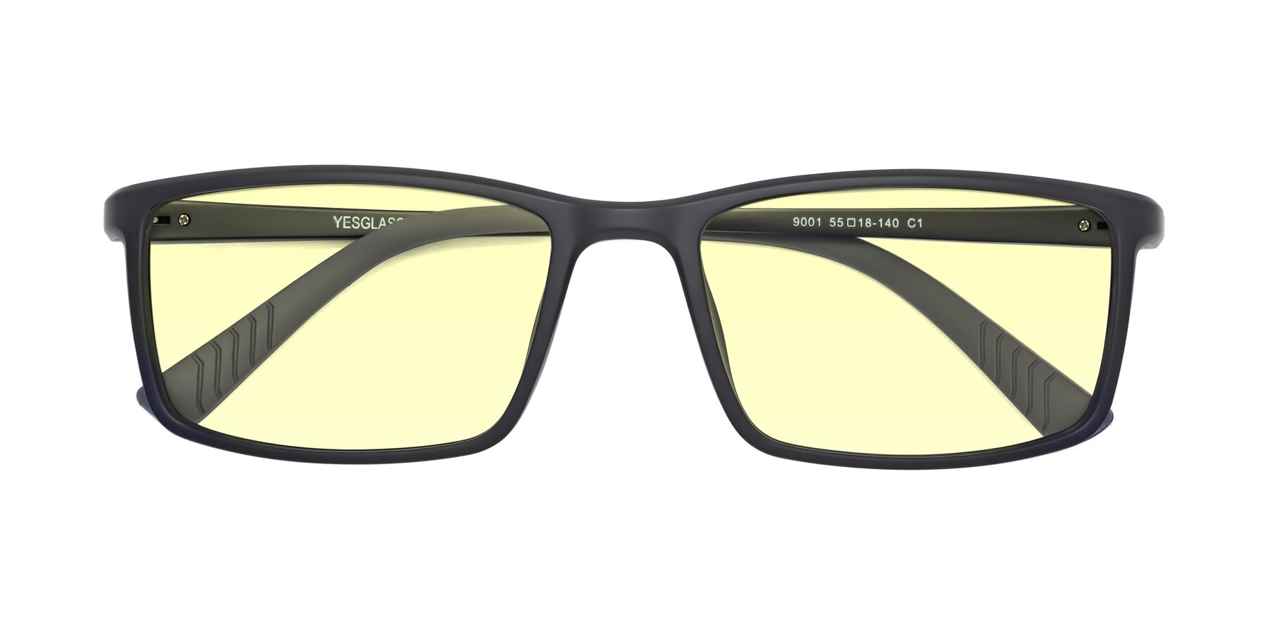 Folded Front of 9001 in Matte Black with Light Yellow Tinted Lenses