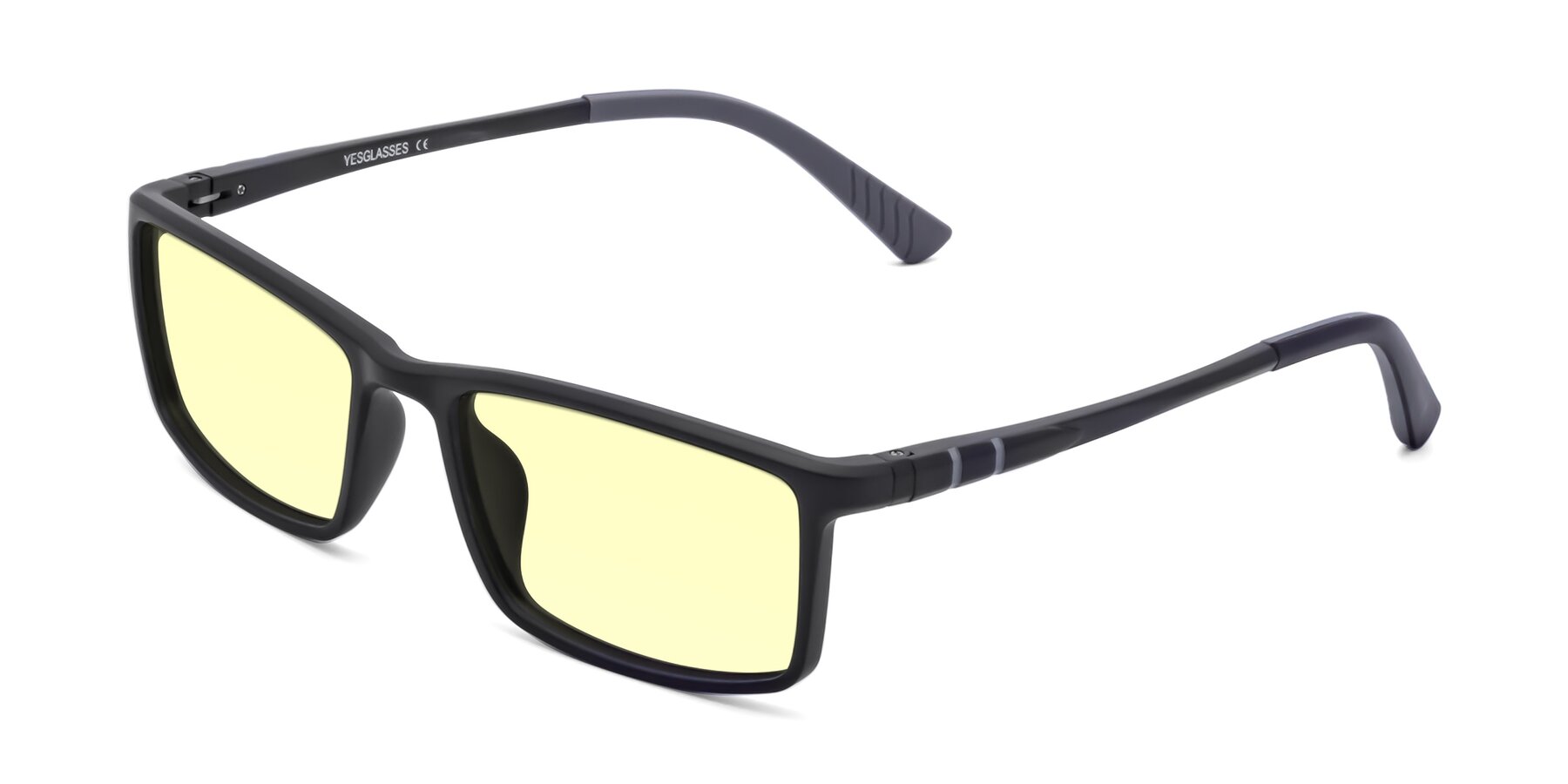 Angle of 9001 in Matte Black with Light Yellow Tinted Lenses