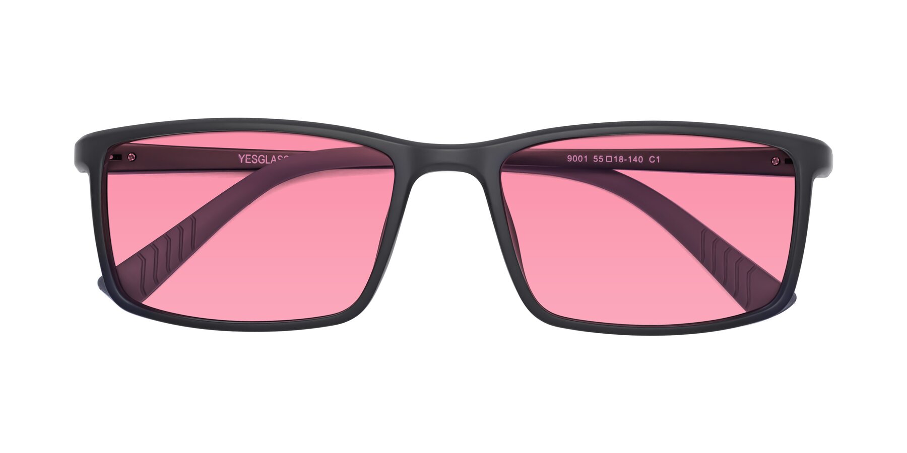 Folded Front of 9001 in Matte Black with Pink Tinted Lenses