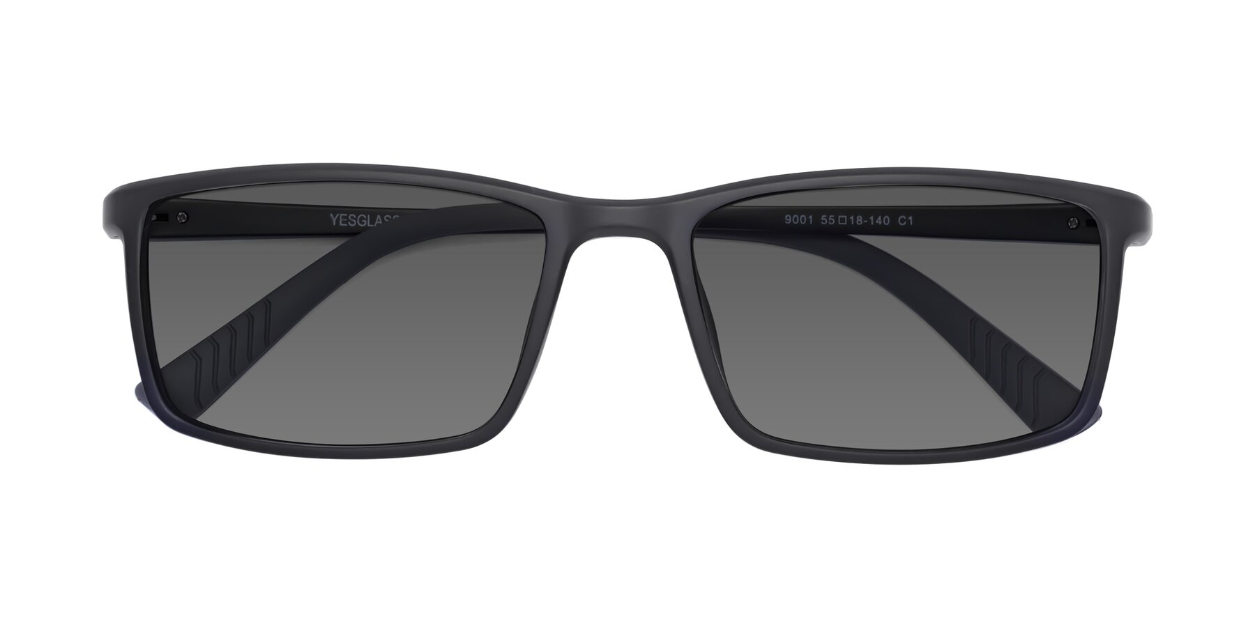 Folded Front of 9001 in Matte Black with Medium Gray Tinted Lenses