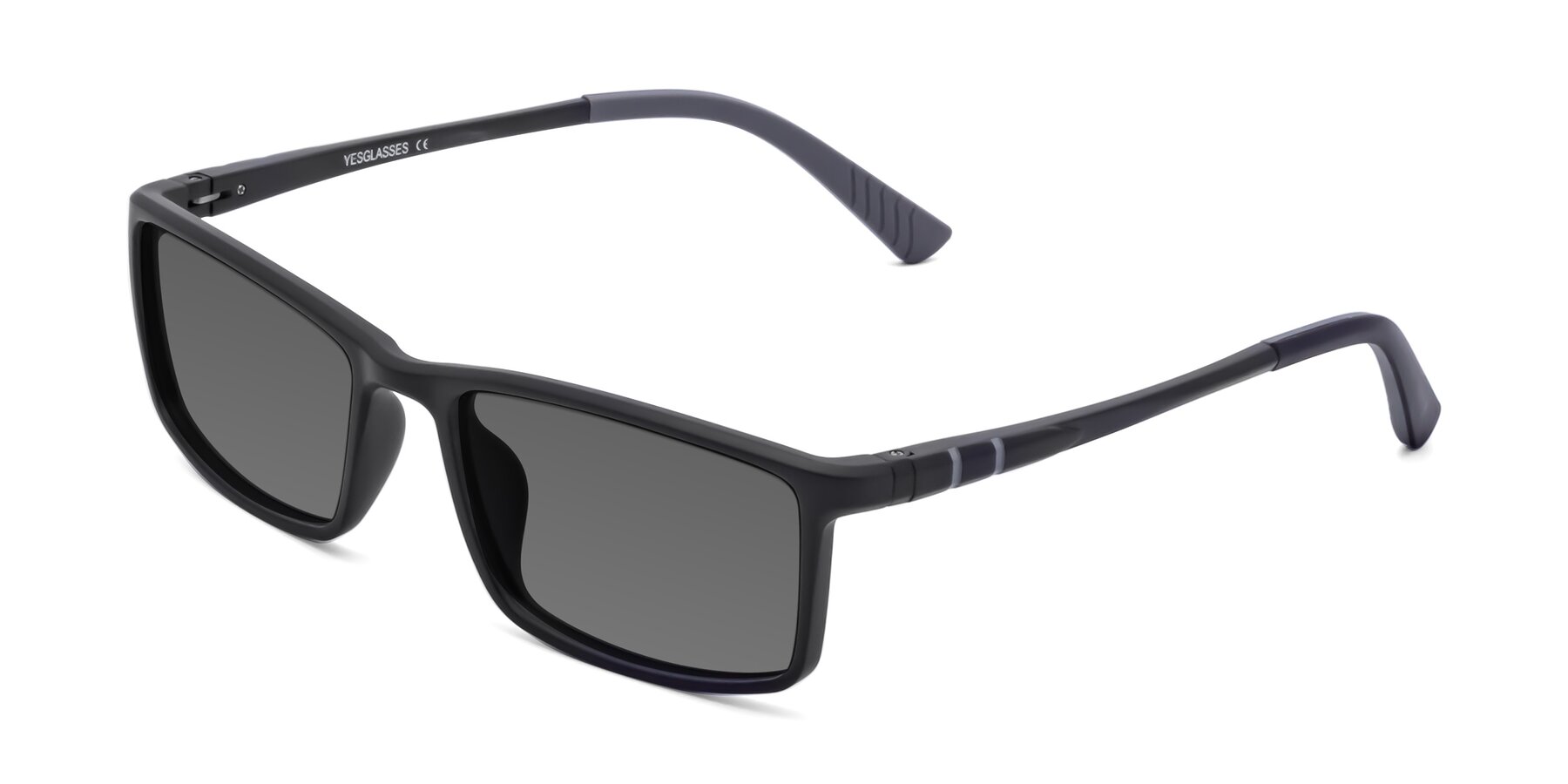 Angle of 9001 in Matte Black with Medium Gray Tinted Lenses