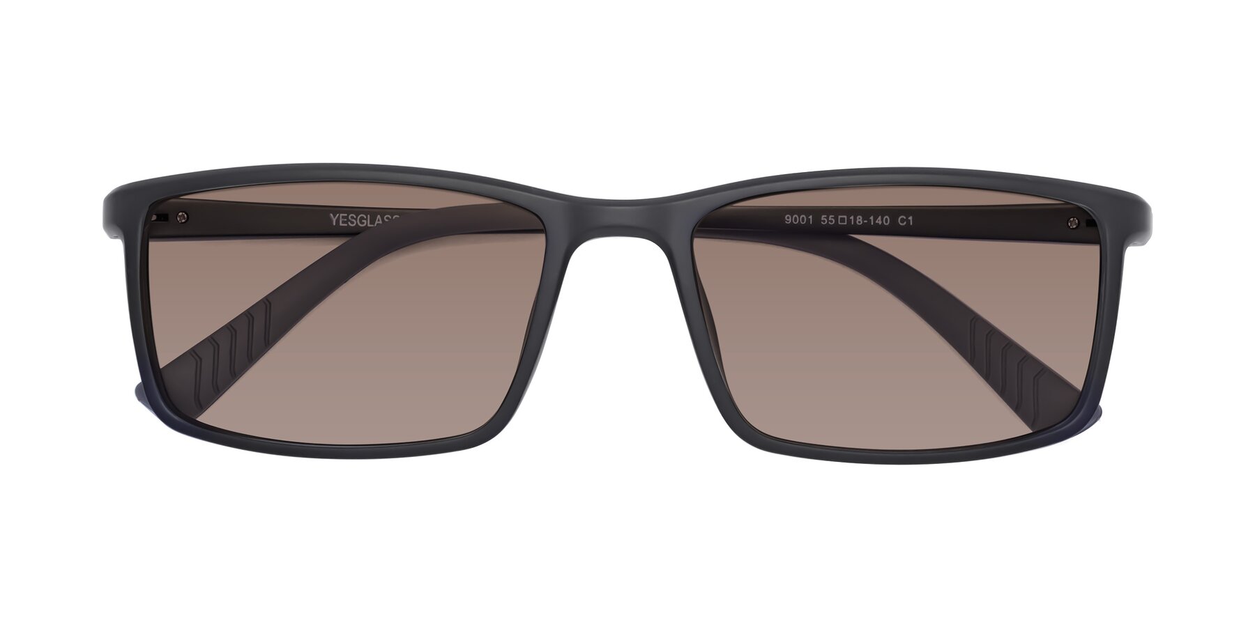 Folded Front of 9001 in Matte Black with Medium Brown Tinted Lenses