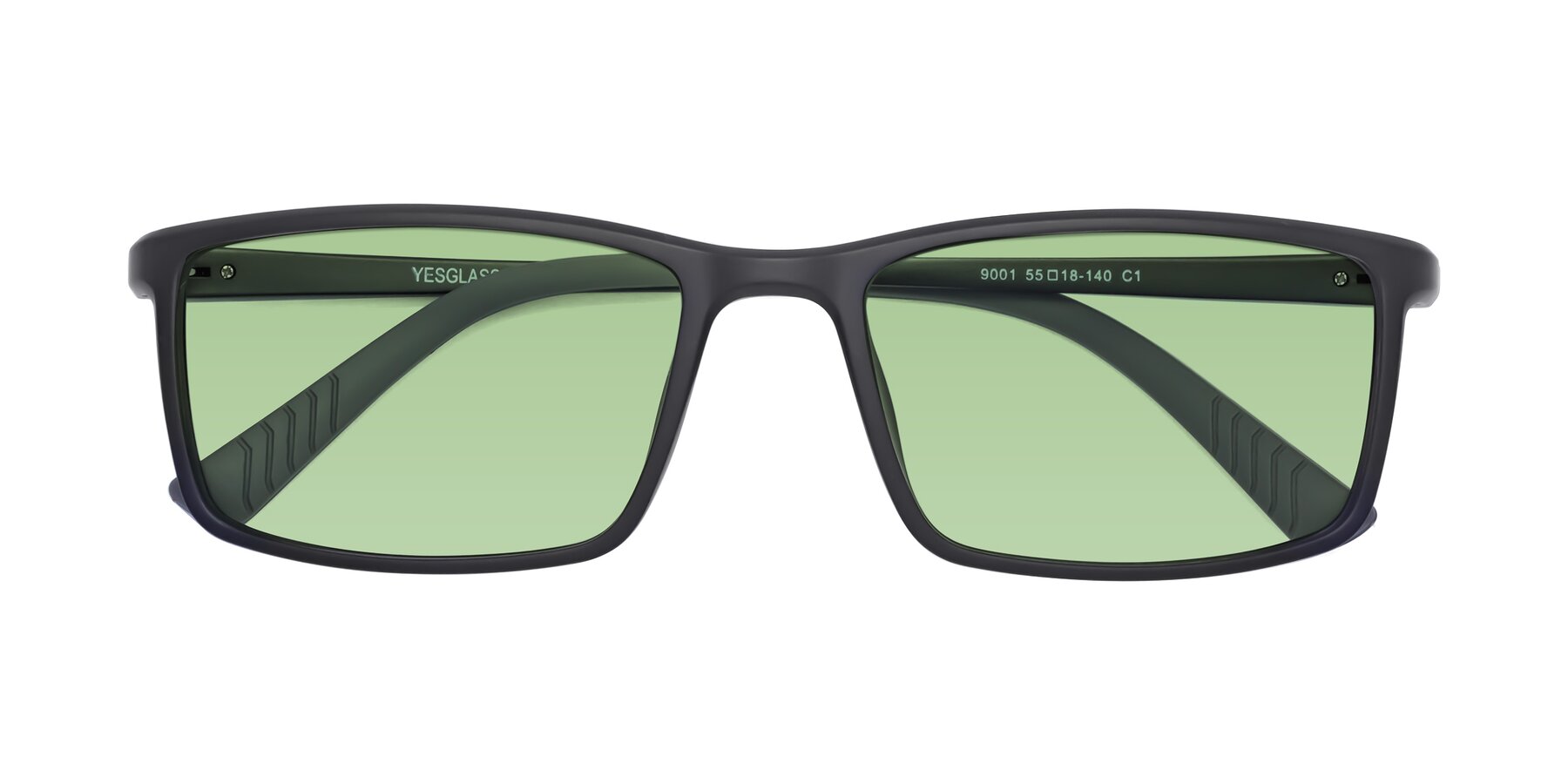 Folded Front of 9001 in Matte Black with Medium Green Tinted Lenses