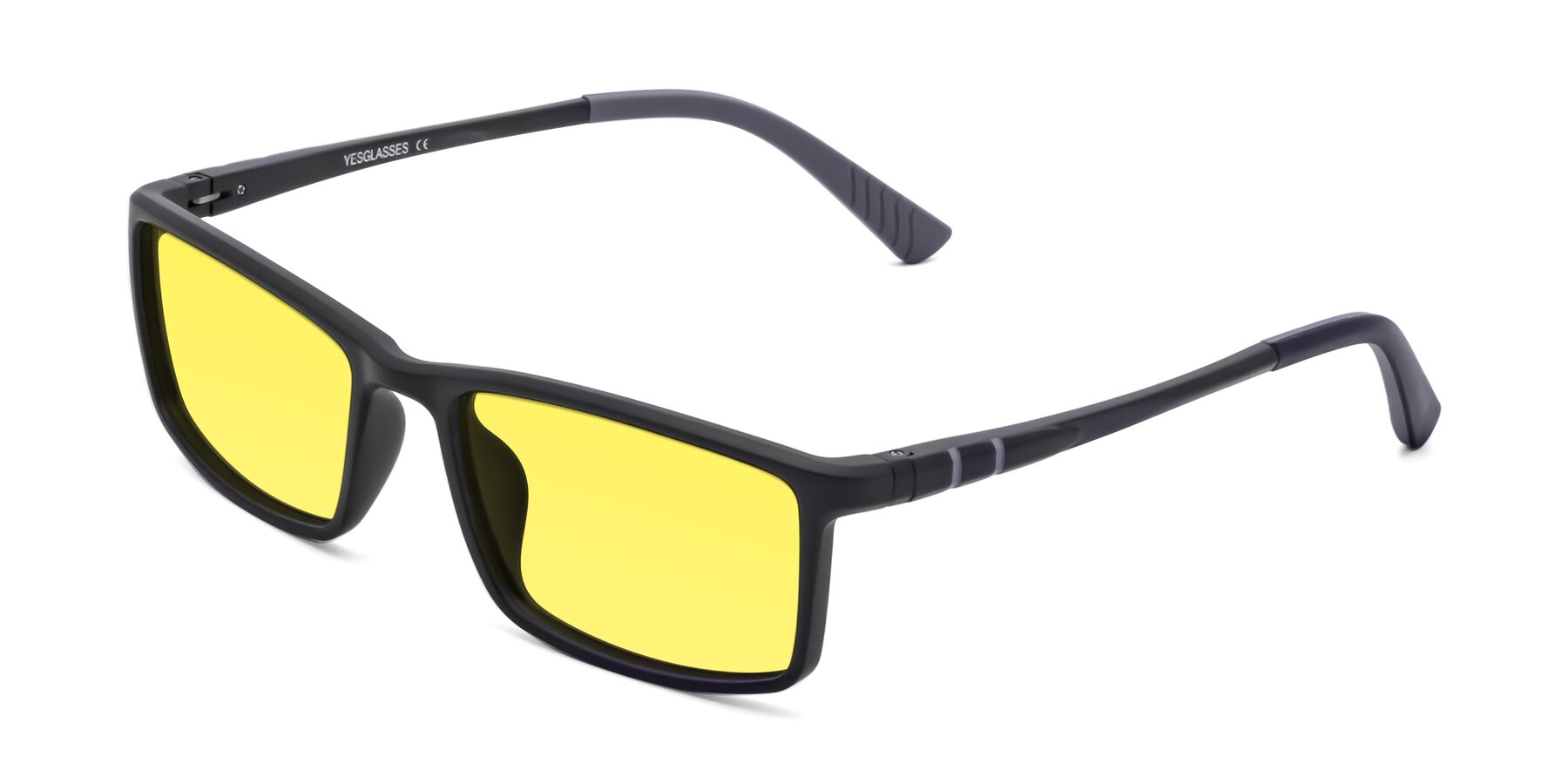 Angle of 9001 in Matte Black with Medium Yellow Tinted Lenses