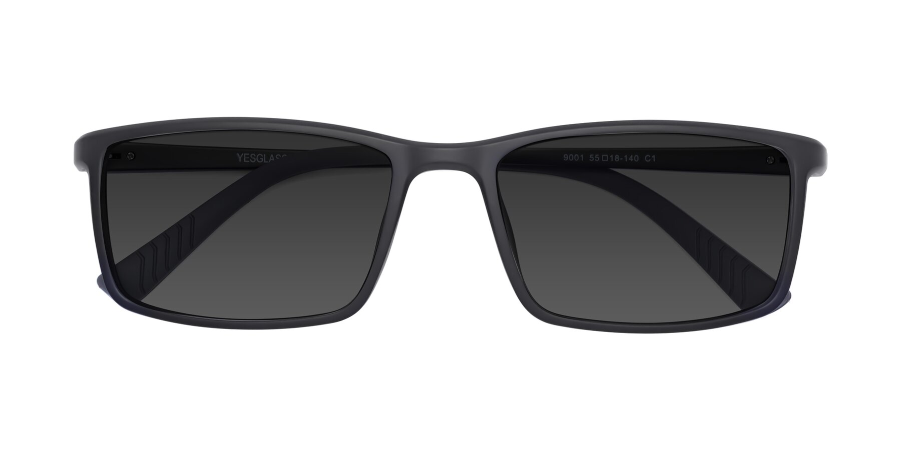 Folded Front of 9001 in Matte Black with Gray Tinted Lenses