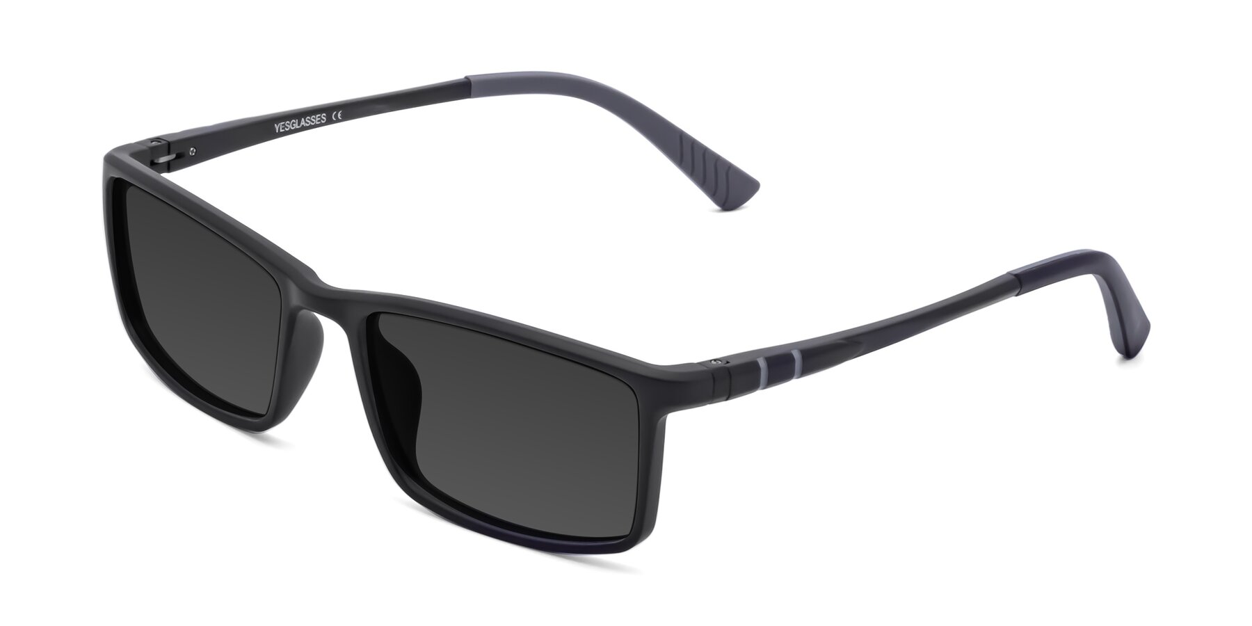 Angle of 9001 in Matte Black with Gray Tinted Lenses