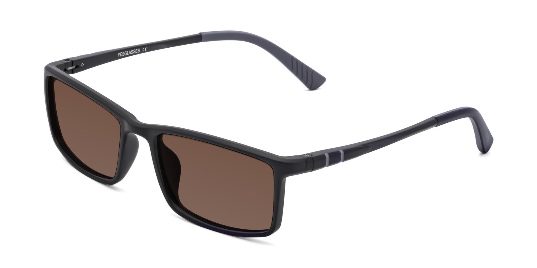 Angle of 9001 in Matte Black with Brown Tinted Lenses