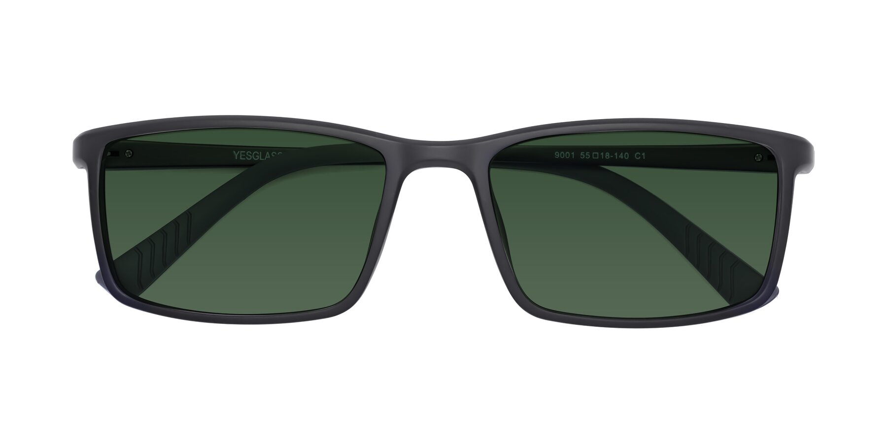 Folded Front of 9001 in Matte Black with Green Tinted Lenses