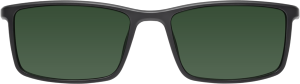 Matte Black Classic Tr90 Rectangle Tinted Sunglasses With Green Sunwear