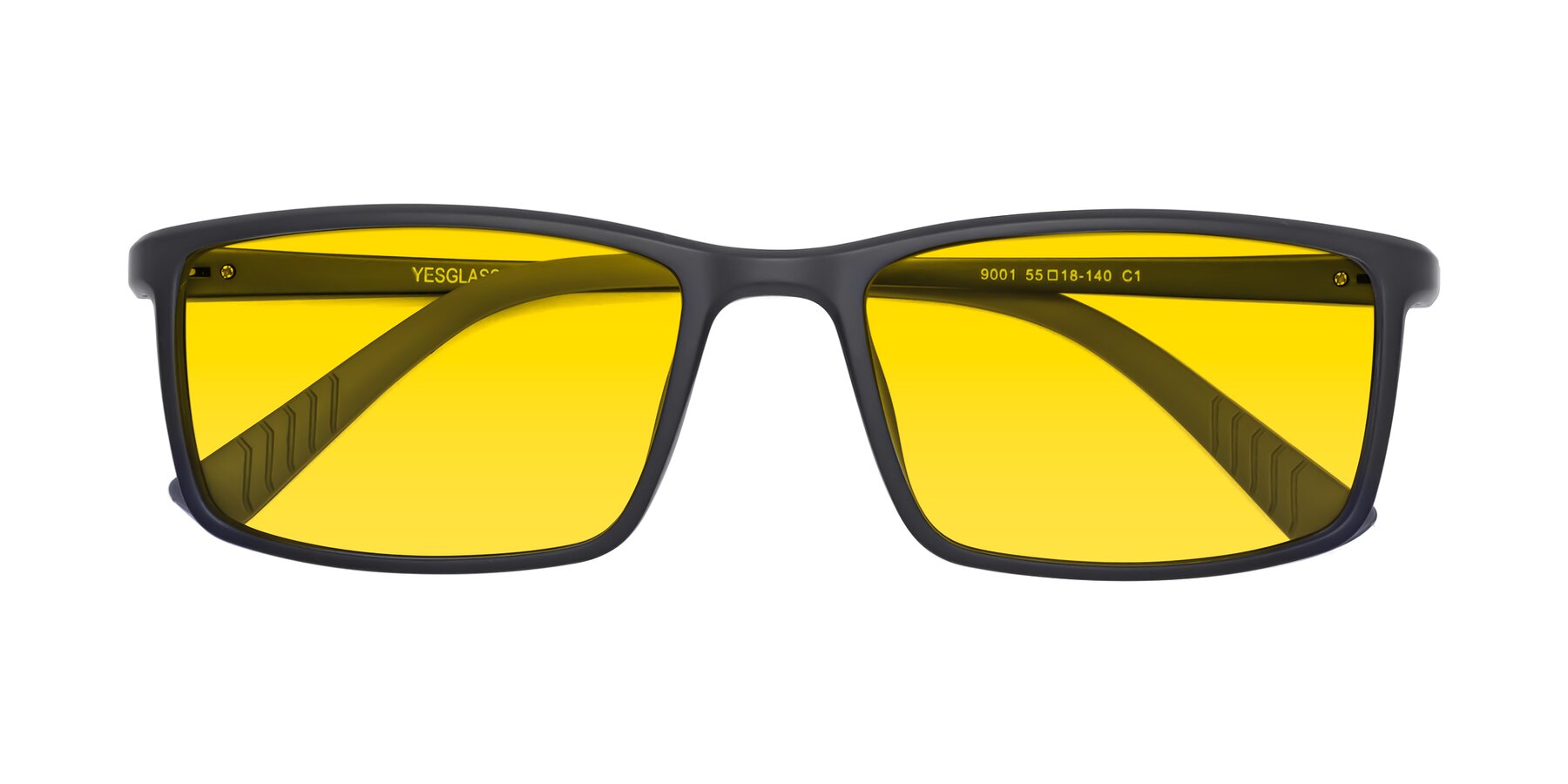 Folded Front of 9001 in Matte Black with Yellow Tinted Lenses