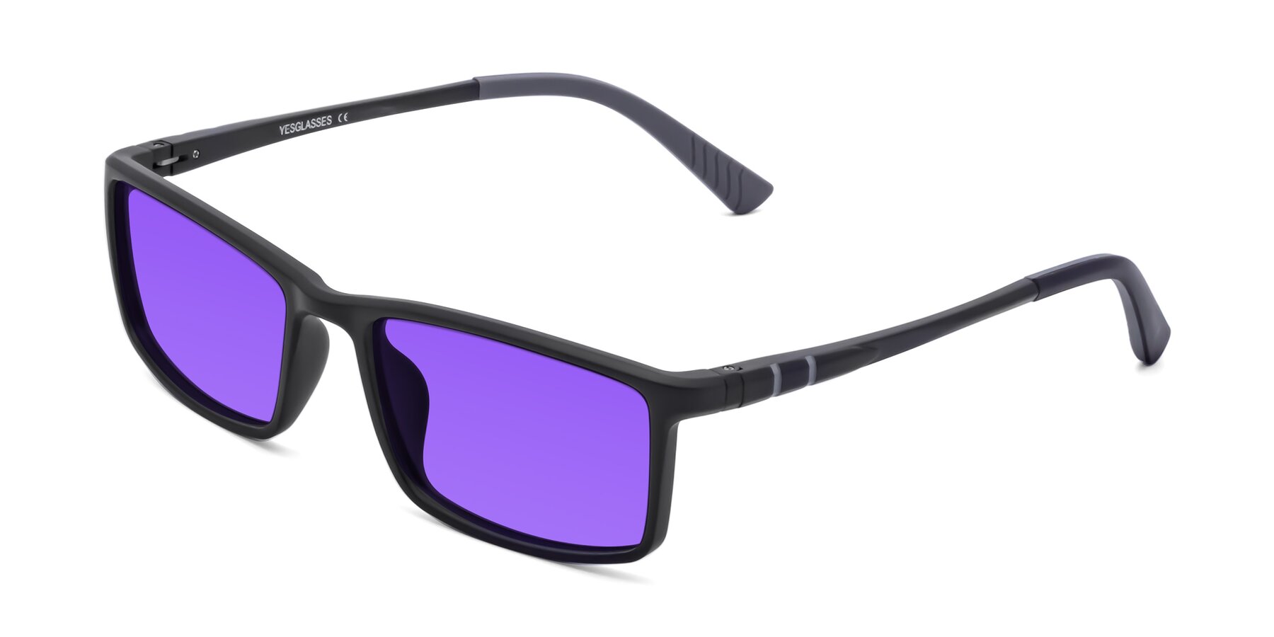 Angle of 9001 in Matte Black with Purple Tinted Lenses