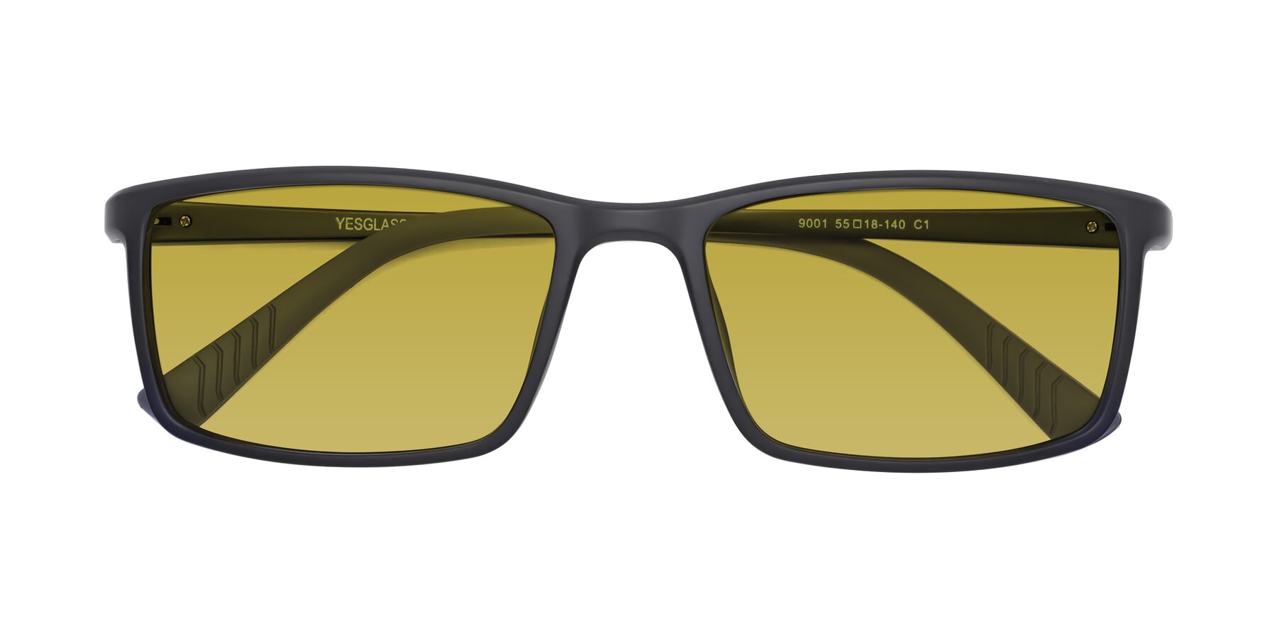 Folded Front of 9001 in Matte Black with Champagne Tinted Lenses