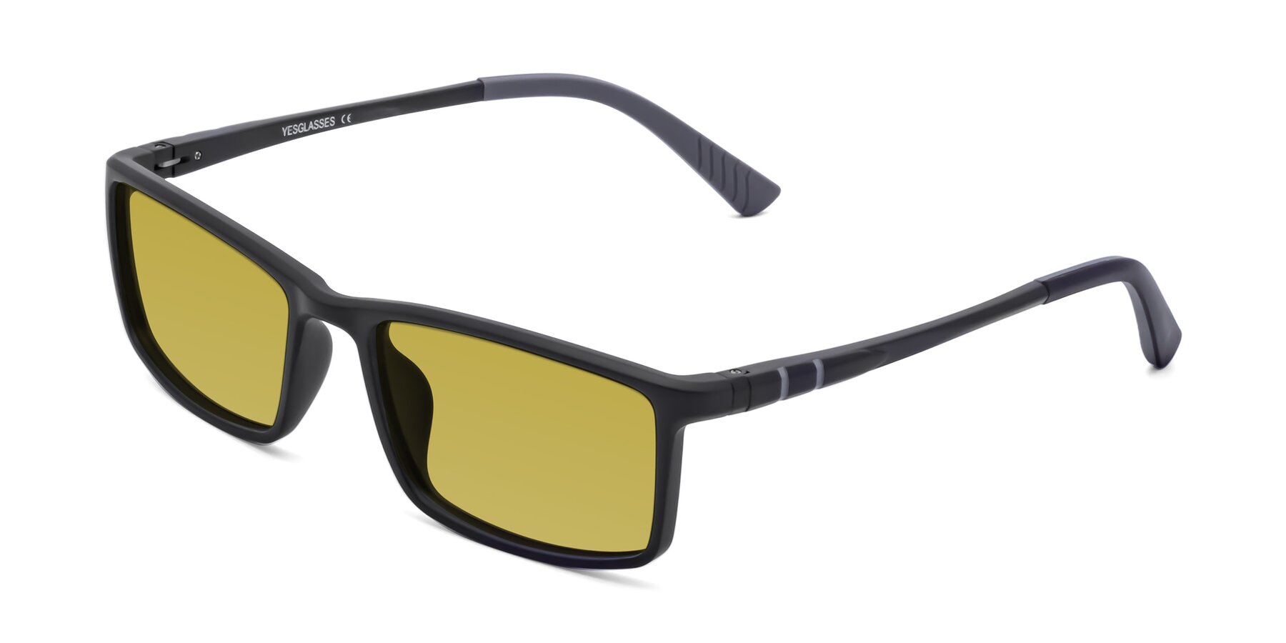 Angle of 9001 in Matte Black with Champagne Tinted Lenses