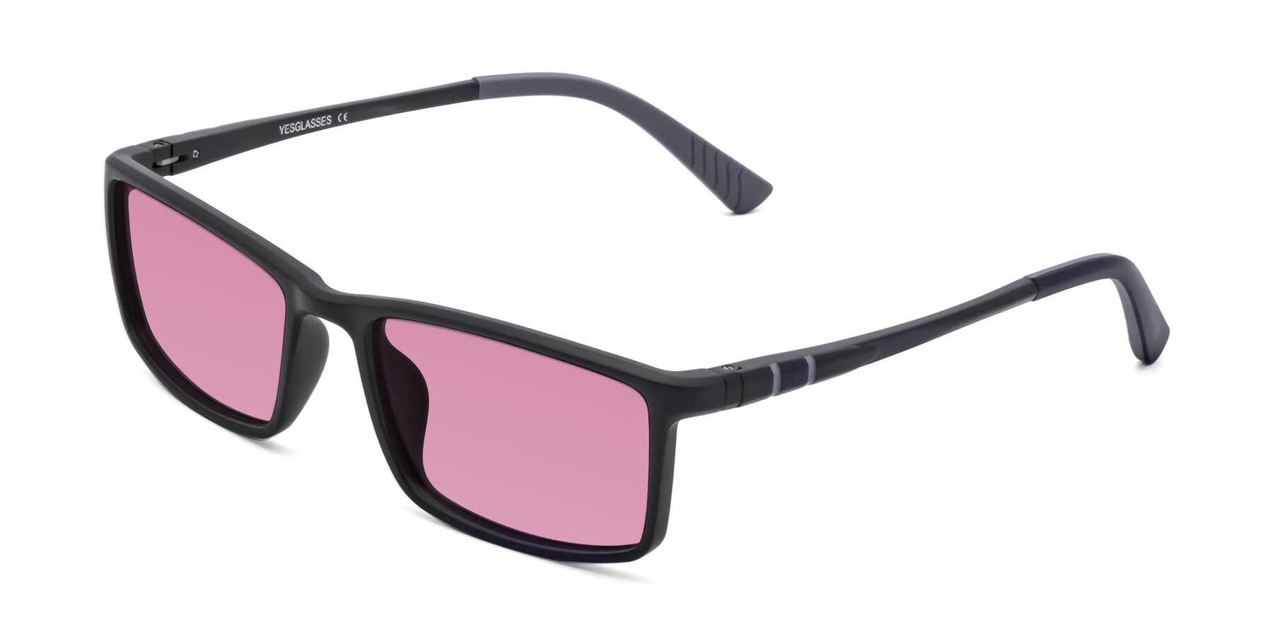 Angle of 9001 in Matte Black with Medium Wine Tinted Lenses