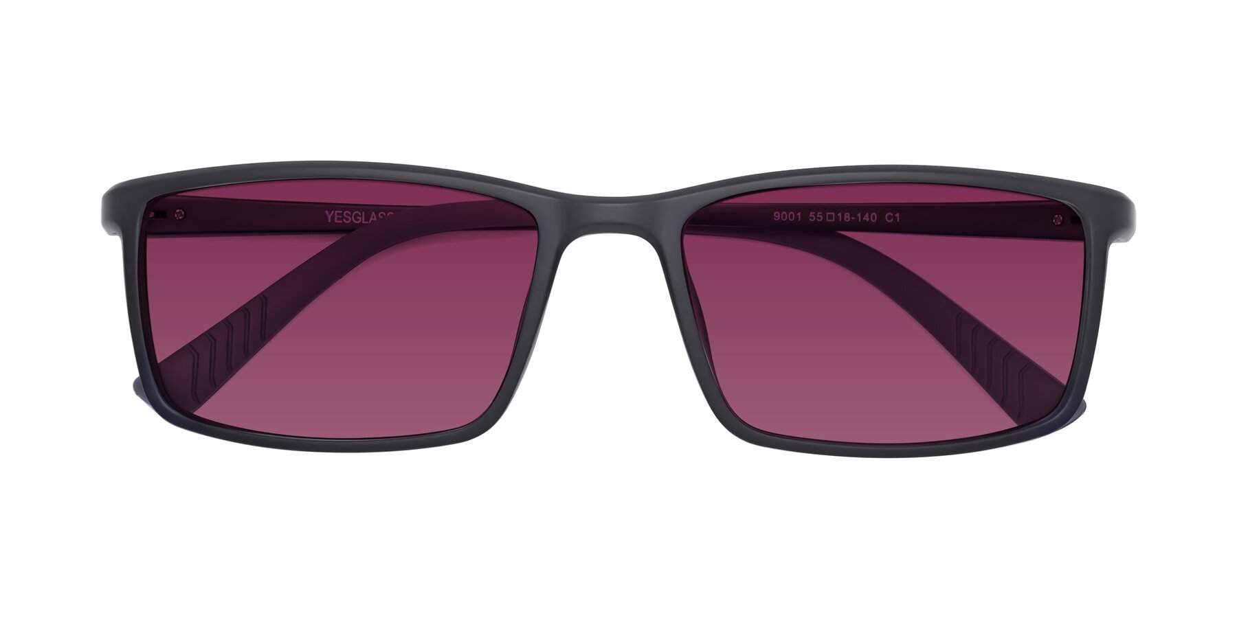 Folded Front of 9001 in Matte Black with Wine Tinted Lenses