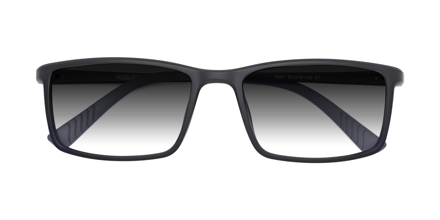 Folded Front of 9001 in Matte Black with Gray Gradient Lenses