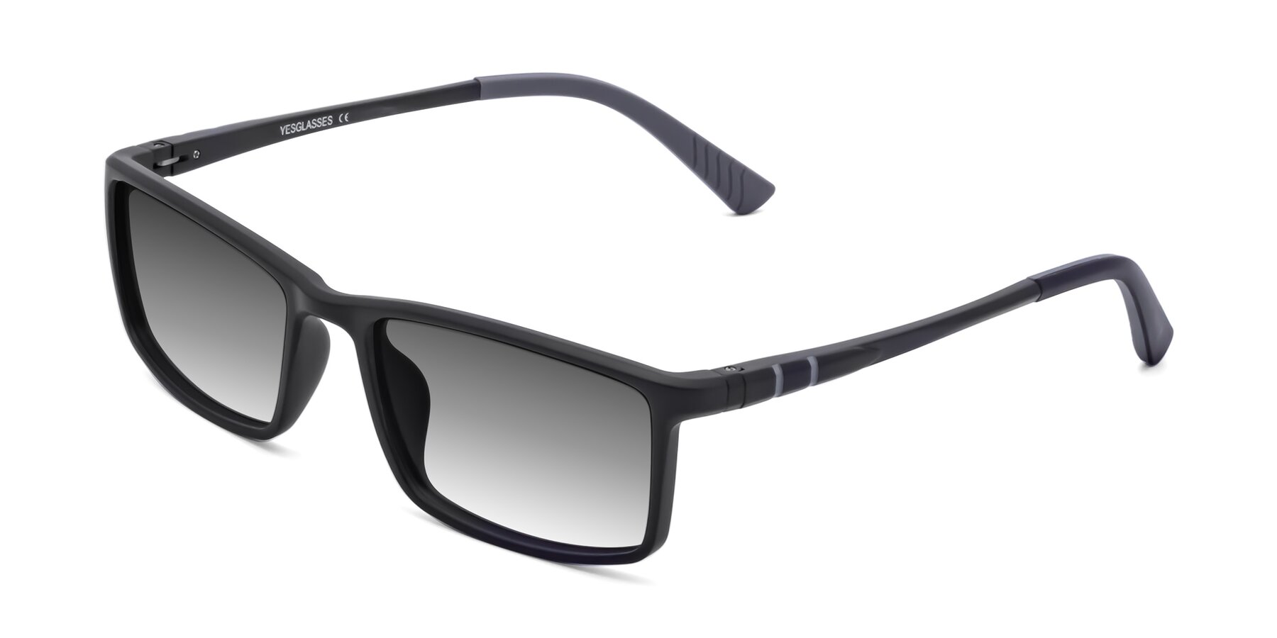 Angle of 9001 in Matte Black with Gray Gradient Lenses