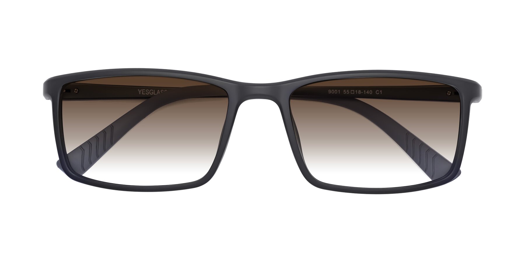 Folded Front of 9001 in Matte Black with Brown Gradient Lenses
