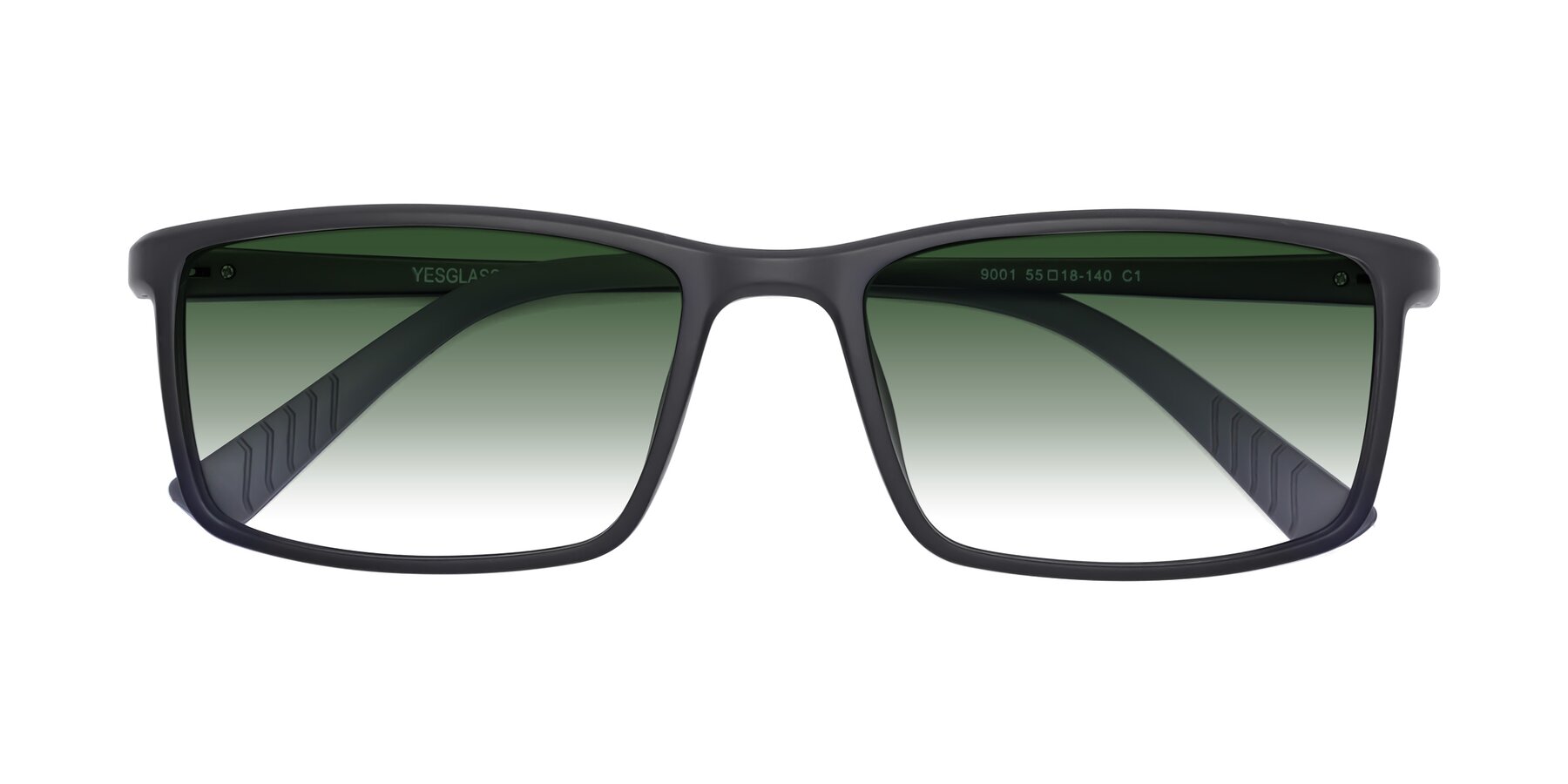 Folded Front of 9001 in Matte Black with Green Gradient Lenses