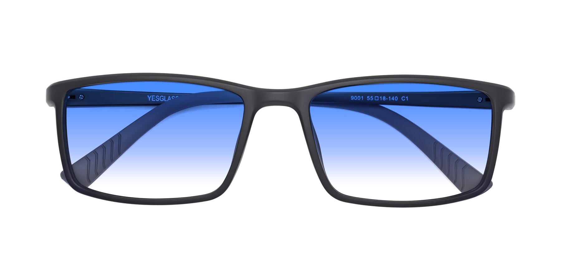 Folded Front of 9001 in Matte Black with Blue Gradient Lenses