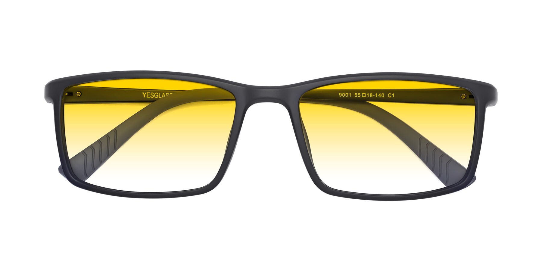 Folded Front of 9001 in Matte Black with Yellow Gradient Lenses