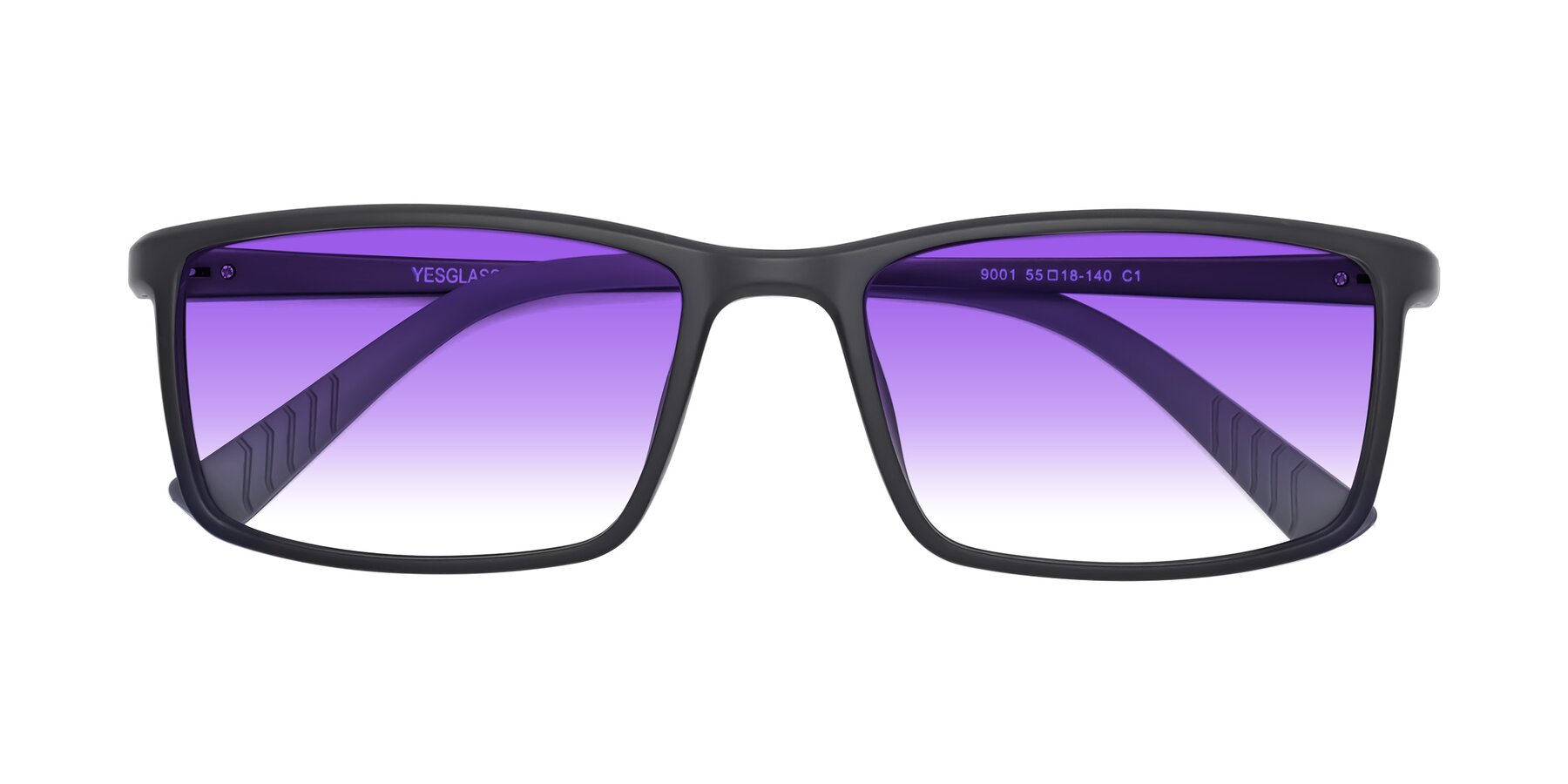 Folded Front of 9001 in Matte Black with Purple Gradient Lenses